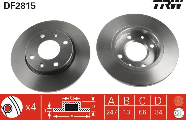 TRW DF2815 - Kočioni disk www.parts5.com