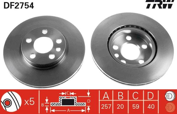 TRW DF2754 - Disque de frein www.parts5.com