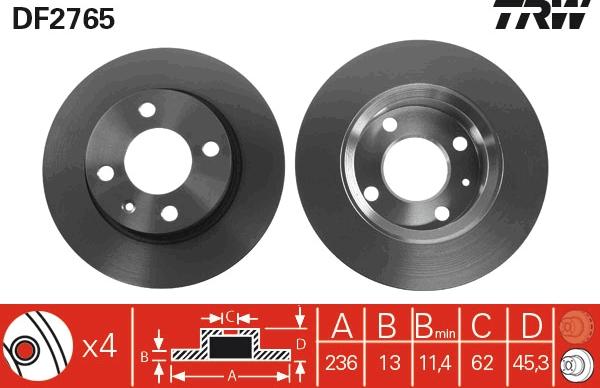 TRW DF2765 - Brake Disc www.parts5.com