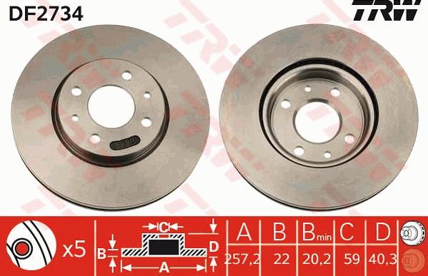 TRW DF2734 - Тормозной диск www.parts5.com