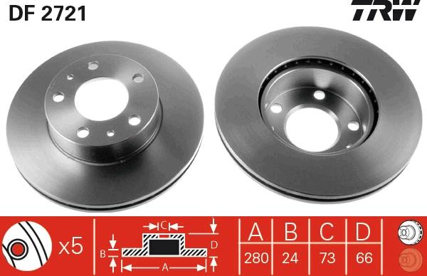 TRW DF2721 - Brzdový kotúč www.parts5.com