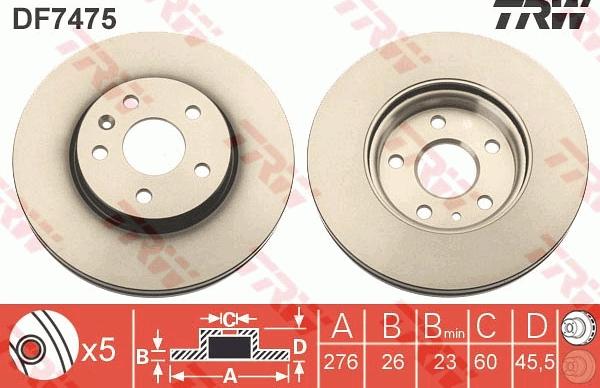 TRW DF7475 - Brake Disc parts5.com