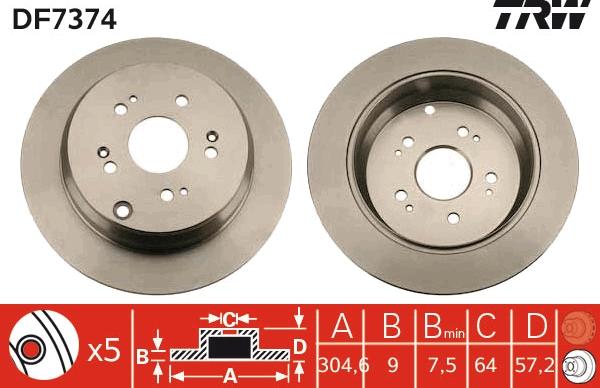 TRW DF7374 - Tarcza hamulcowa www.parts5.com