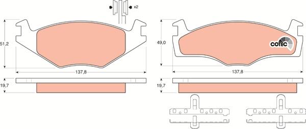 TRW GDB454 - Piduriklotsi komplekt,ketaspidur www.parts5.com