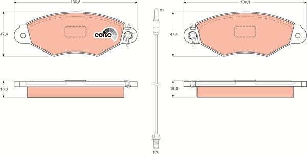 TRW GDB1402 - Тормозные колодки, дисковые, комплект www.parts5.com