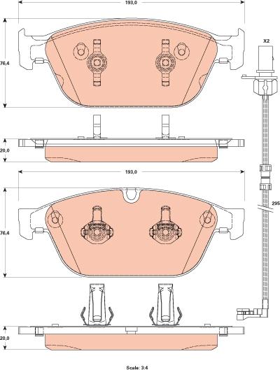 TRW GDB1884 - Комплект спирачно феродо, дискови спирачки www.parts5.com