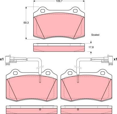 TRW GDB1392 - Brake Pad Set, disc brake parts5.com