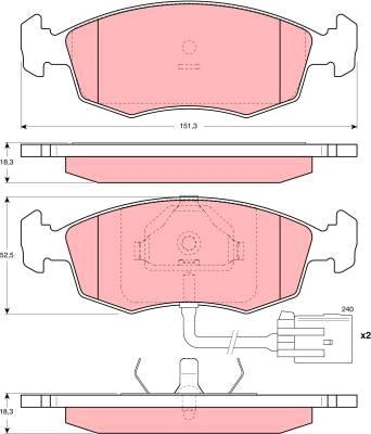 TRW GDB1208 - Тормозные колодки, дисковые, комплект www.parts5.com