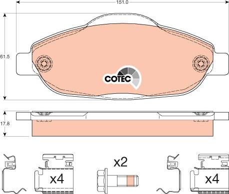 TRW GDB1761 - Komplet zavornih oblog, ploscne (kolutne) zavore www.parts5.com