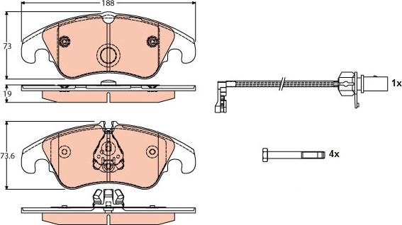 TRW GDB1768 - Sada brzdových platničiek kotúčovej brzdy www.parts5.com