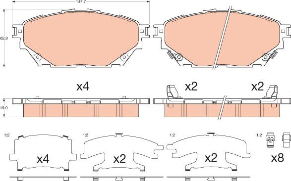 TRW GDB3611 - Brake Pad Set, disc brake www.parts5.com