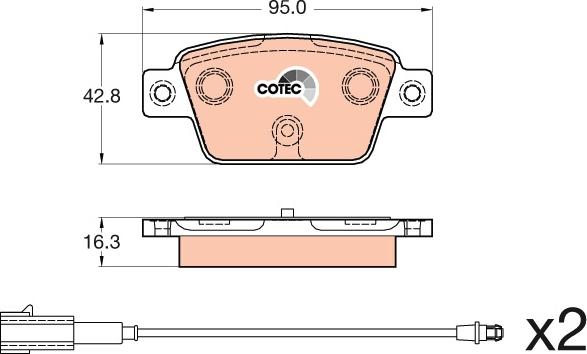 TRW GDB2054 - Тормозные колодки, дисковые, комплект www.parts5.com