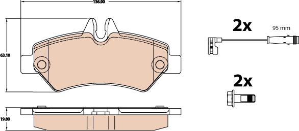 TRW GDB2076 - Fékbetétkészlet, tárcsafék www.parts5.com