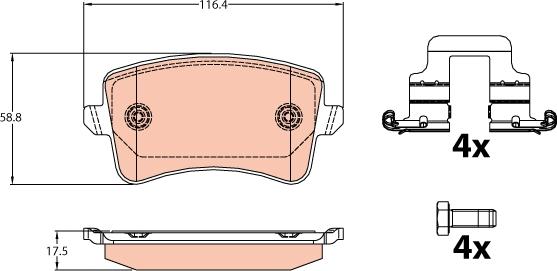 TRW GDB2107 - Тормозные колодки, дисковые, комплект www.parts5.com