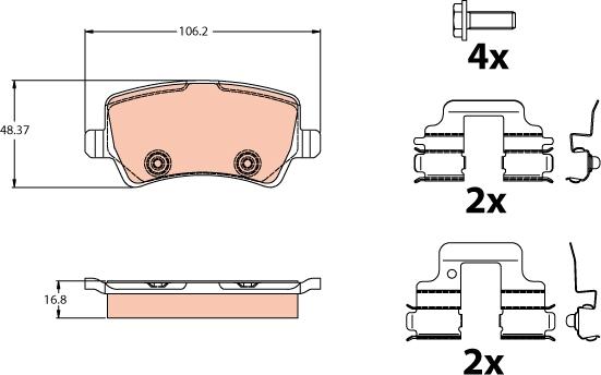 TRW GDB2125 - Комплект спирачно феродо, дискови спирачки www.parts5.com