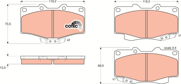 TRW GDB797 - Fékbetétkészlet, tárcsafék www.parts5.com