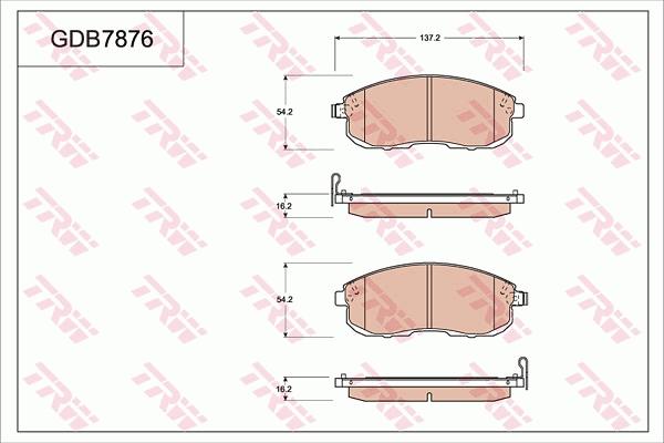 TRW GDB7876 - Brake Pad Set, disc brake parts5.com