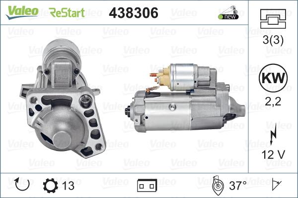 Valeo 438306 - Motor de arranque parts5.com