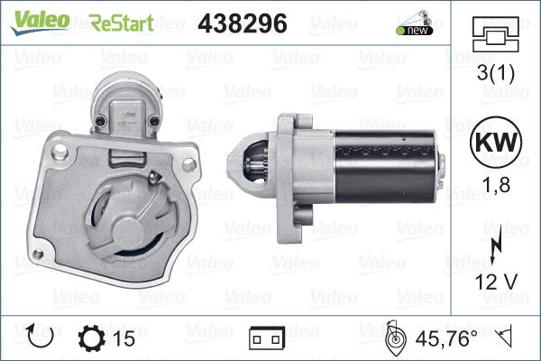 Valeo 438296 - Käynnistinmoottori www.parts5.com