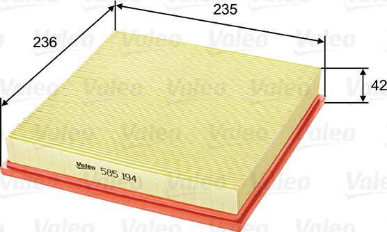 Valeo 585194 - Air Filter www.parts5.com