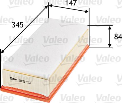 Valeo 585151 - Vzduchový filter www.parts5.com