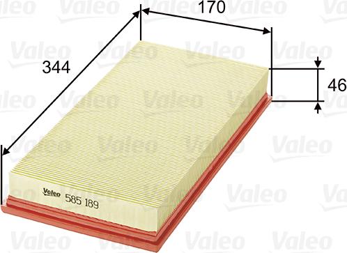 Valeo 585189 - Vzduchový filter www.parts5.com