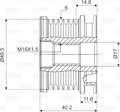 Valeo 588016 - Ремъчна шайба, генератор www.parts5.com