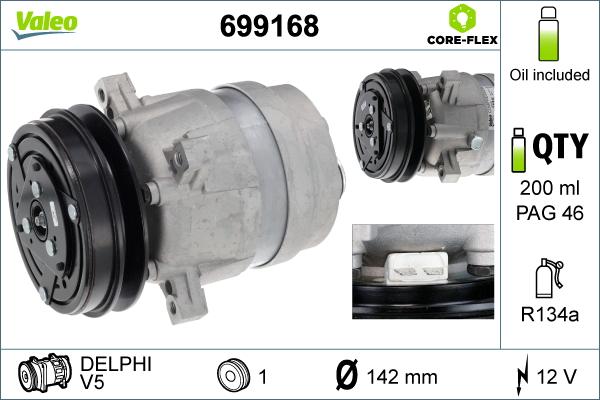 Valeo 699168 - Compressor, air conditioning www.parts5.com