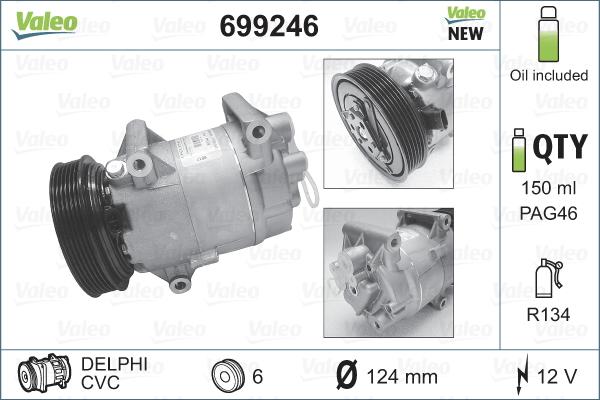 Valeo 699246 - Kompresor, klimatyzacja www.parts5.com