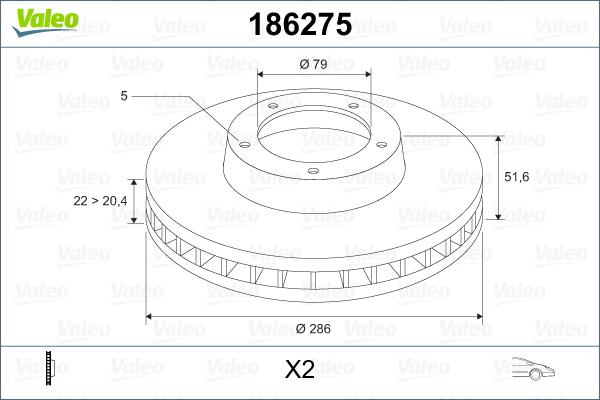 Valeo 186275 - Brake Disc parts5.com