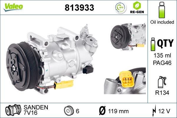 Valeo 813933 - Kompresor, klimatyzacja www.parts5.com