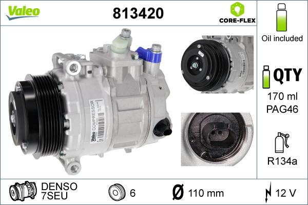 Valeo 813420 - Συμπιεστής, συστ. κλιματισμού www.parts5.com