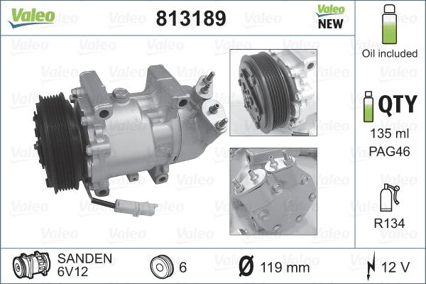 Valeo 813189 - Compresor, aire acondicionado www.parts5.com