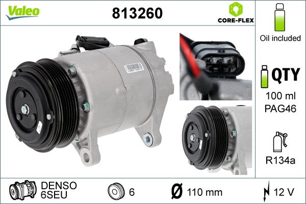 Valeo 813260 - Compressor, air conditioning parts5.com