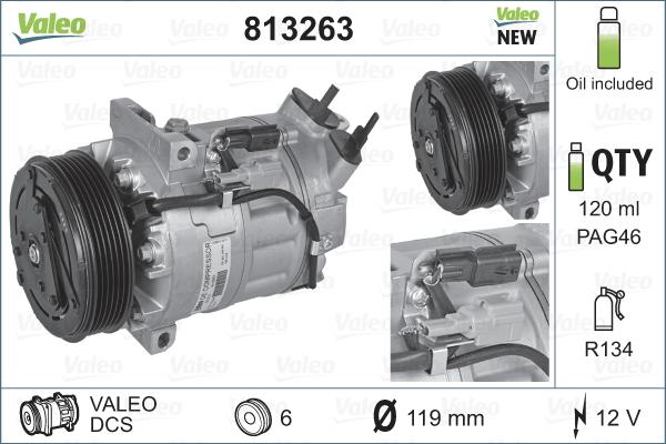 Valeo 813263 - Kompresor, klimatizace www.parts5.com