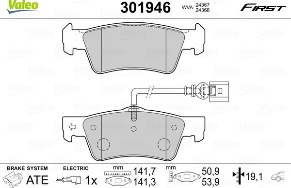 Valeo 301946 - Brake Pad Set, disc brake www.parts5.com