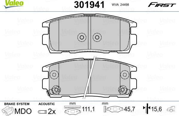 Valeo 301941 - Тормозные колодки, дисковые, комплект www.parts5.com