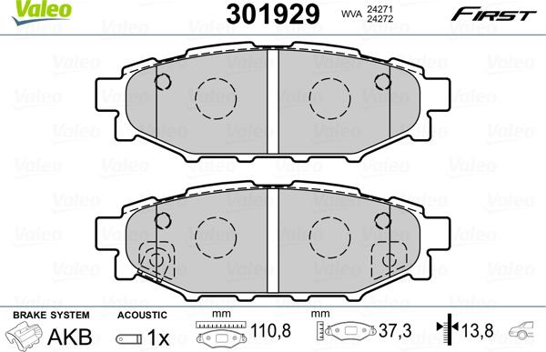 Valeo 301929 - Bremsbelagsatz, Scheibenbremse www.parts5.com