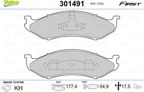 Valeo 301491 - Set placute frana,frana disc www.parts5.com