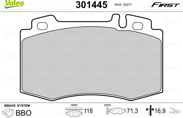 Valeo 301445 - Jarrupala, levyjarru www.parts5.com