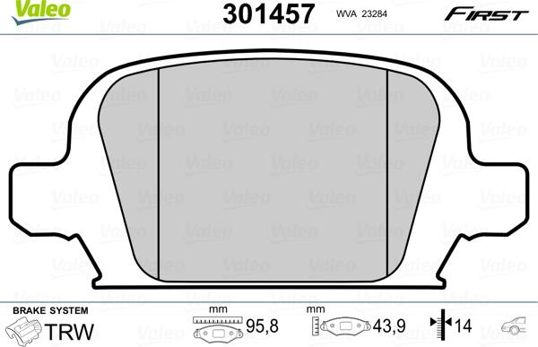 Valeo 301457 - Brake Pad Set, disc brake www.parts5.com