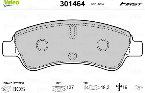 Valeo 301464 - Sada brzdových platničiek kotúčovej brzdy www.parts5.com