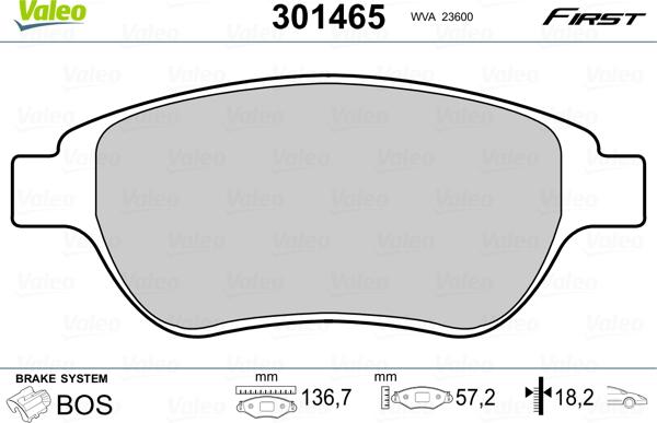 Valeo 301465 - Bremsbelagsatz, Scheibenbremse www.parts5.com