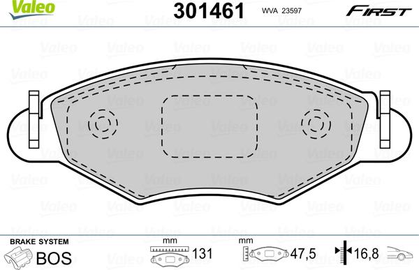 Valeo 301461 - Тормозные колодки, дисковые, комплект www.parts5.com