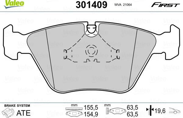 Valeo 301409 - Тормозные колодки, дисковые, комплект www.parts5.com