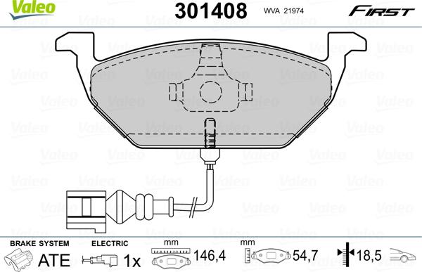 Valeo 301408 - Kit de plaquettes de frein, frein à disque www.parts5.com