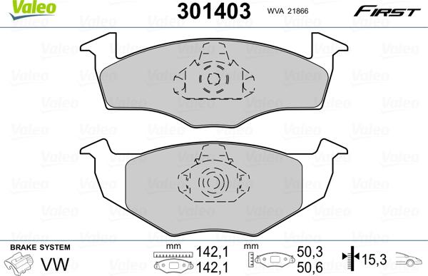 Valeo 301403 - Brake Pad Set, disc brake www.parts5.com