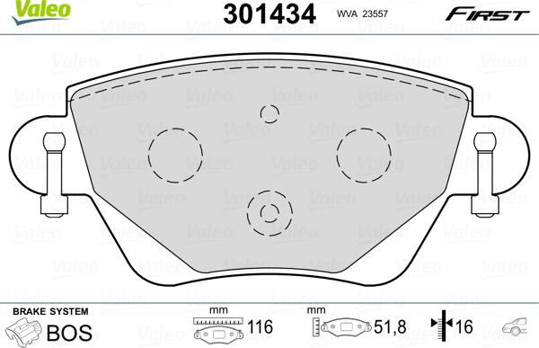 Valeo 301434 - Komplet kočnih obloga, disk kočnica www.parts5.com