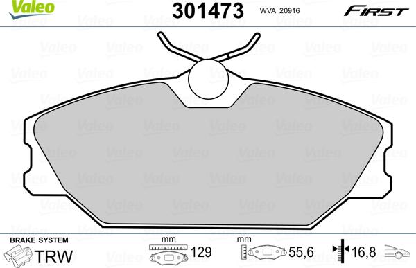 Valeo 301473 - Тормозные колодки, дисковые, комплект www.parts5.com