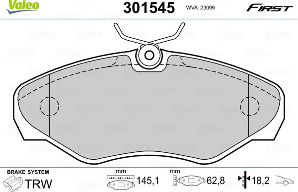 Valeo 301545 - Комплект спирачно феродо, дискови спирачки www.parts5.com